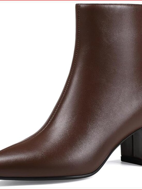 Shoes - Pointed Toe Ankle Boots with Block Heel in Polyurethane